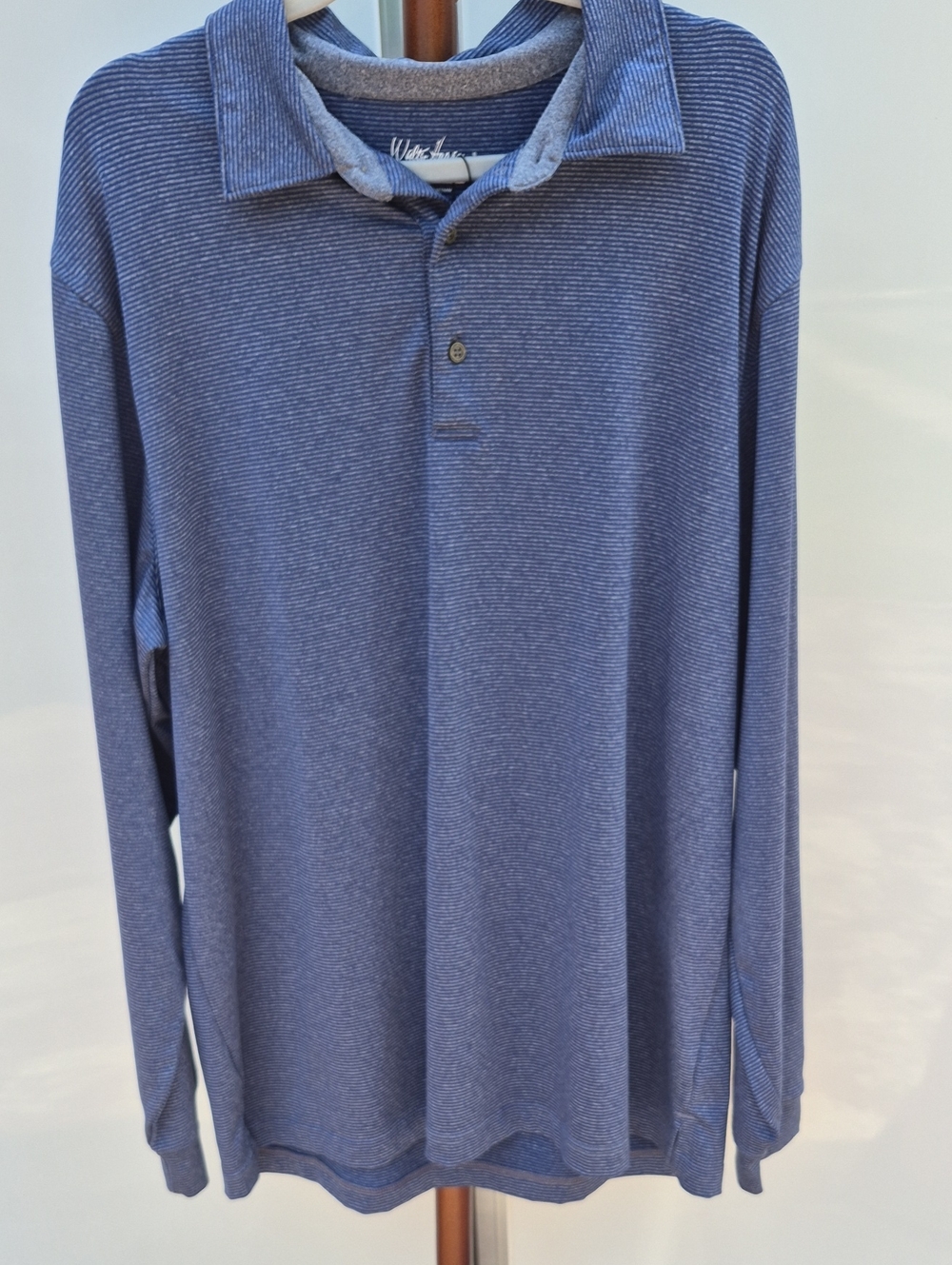 Walter Hagen Long-Sleeve Heathered Blue Polo